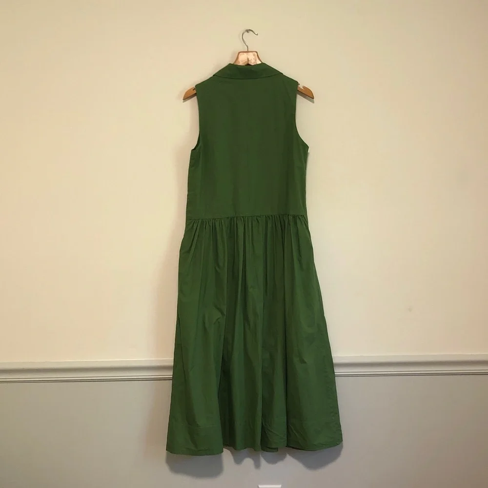 Maye the Label Corinne Shirtdress  Sleeveless Button-Front Maxi Dress in Green